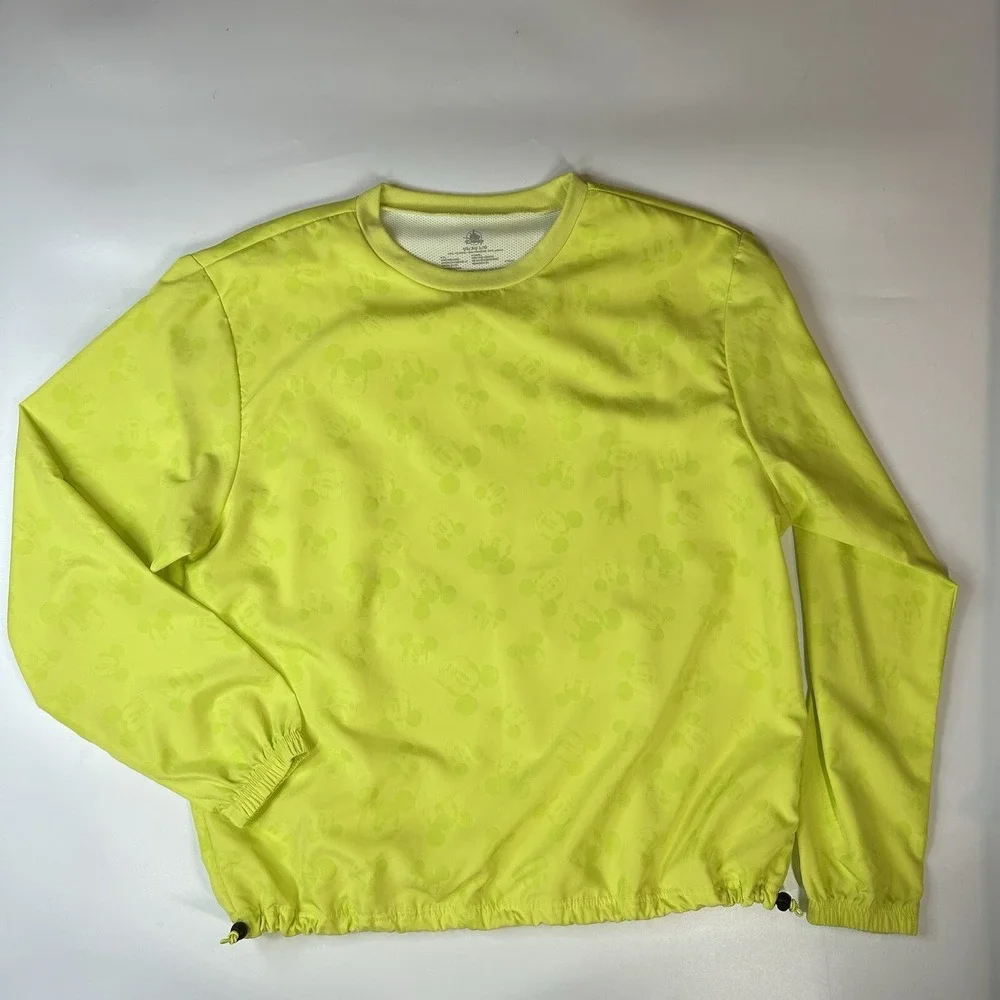 Disney Parks Jacket Large Neon Yellow Mickey Mouse Windbreaker